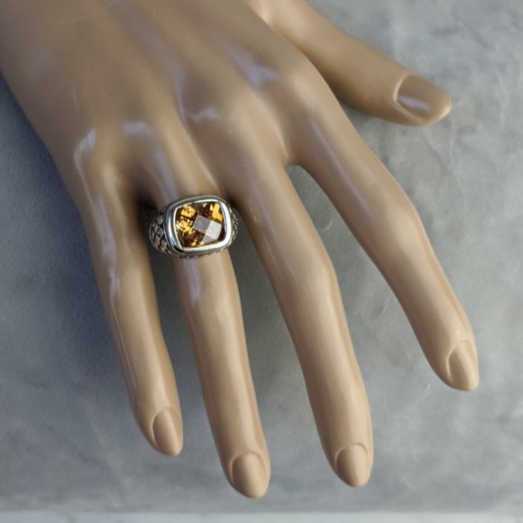 CITRINE STERLING SILVER Square Cut Dot Band Ring - Picture 2 of 15